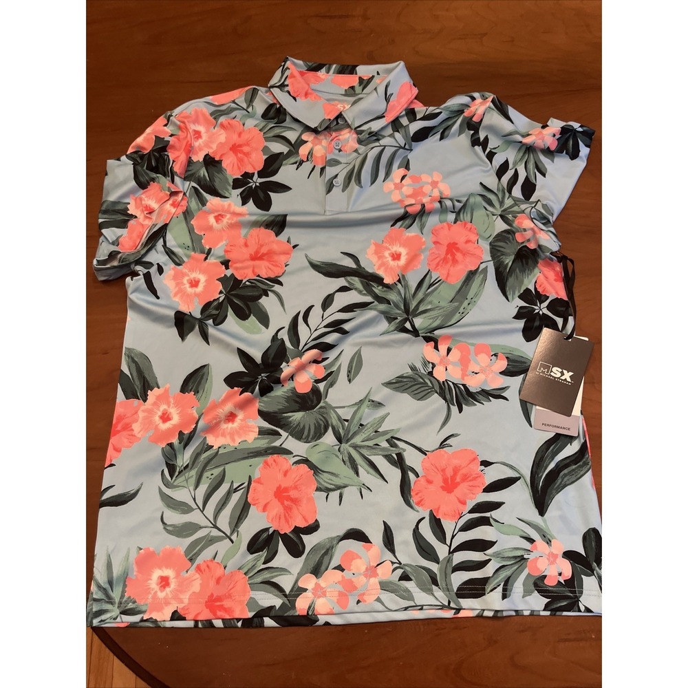msx by michael strahan Golf Polo Size XL All Over Print Floral